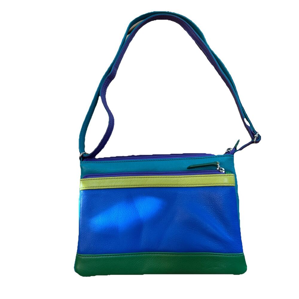 I L I New York Color block RFID Blocking 80’s 90’s‎ Artistic Maximalist Teal ￼